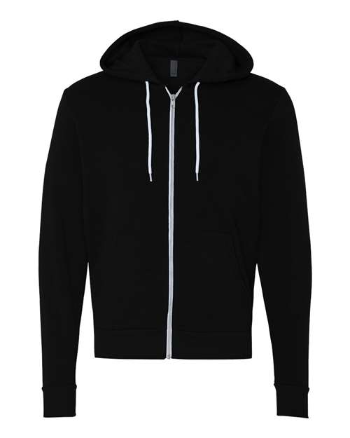 Bella + Canvas 3739 Sponge Fleece Full-Zip Hoodie Sweatshirt - Black - front