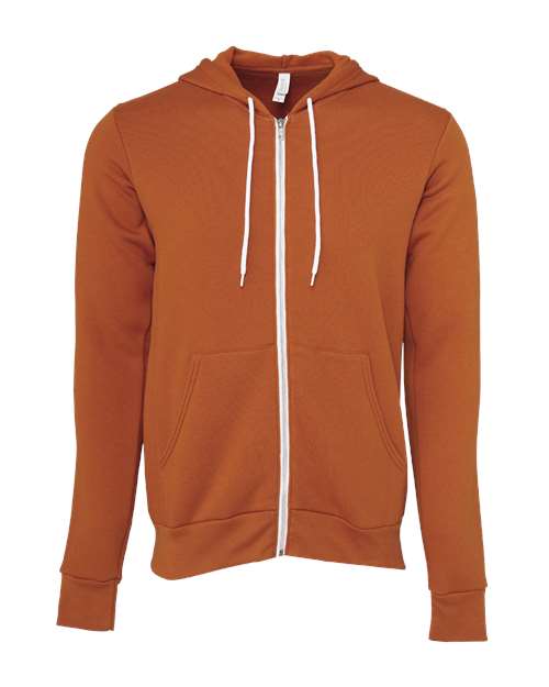 Bella + Canvas 3739 Sponge Fleece Full-Zip Hoodie Sweatshirt - Autumn - flat front