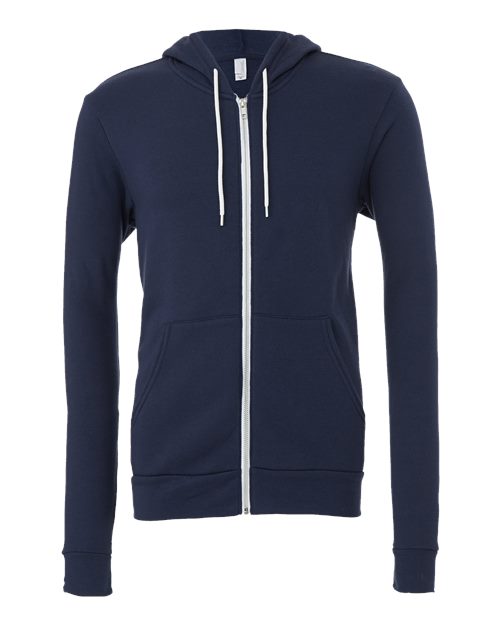 Bella + Canvas 3739 Sponge Fleece Full-Zip Hoodie Sweatshirt - Navy - front