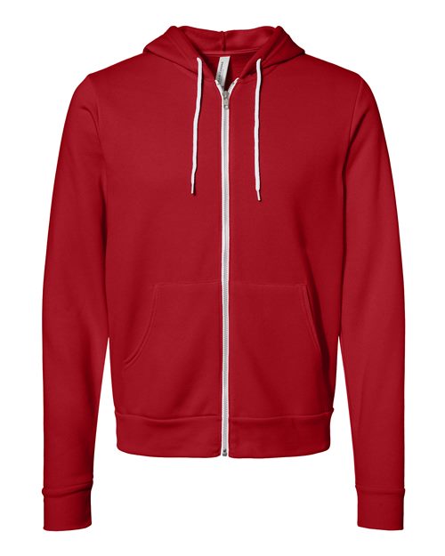 Bella + Canvas 3739 Sponge Fleece Full-Zip Hoodie Sweatshirt - Red - flat front