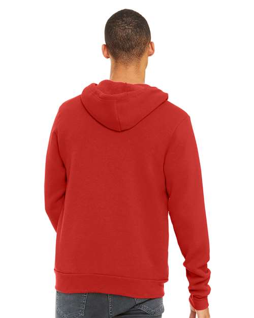 Bella + Canvas 3739 Sponge Fleece Full-Zip Hoodie Sweatshirt - Red - model back