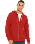 Bella + Canvas 3739 Sponge Fleece Full-Zip Hoodie Sweatshirt - Red - model front