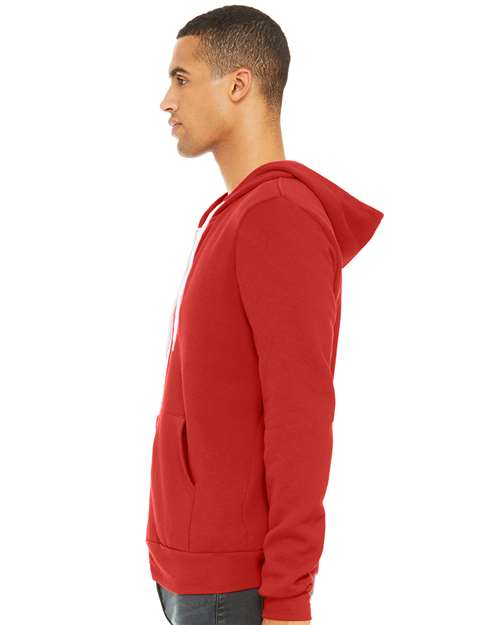 Bella + Canvas 3739 Sponge Fleece Full-Zip Hoodie Sweatshirt - Red - model side