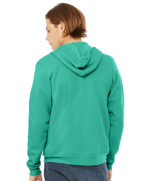 Bella + Canvas 3739 Sponge Fleece Full-Zip Hoodie Sweatshirt - Teal - model back