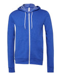 Bella + Canvas 3739 Sponge Fleece Full-Zip Hoodie Sweatshirt - True Royal - flat front