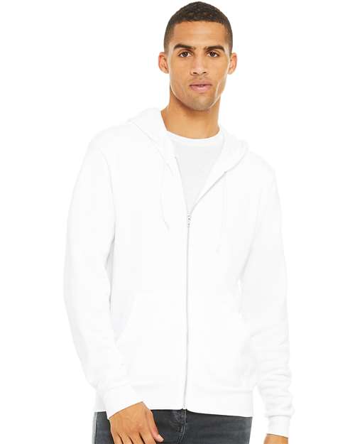 Bella + Canvas BC3739 Sponge Fleece Full-Zip Hoodie Sweatshirt - White - model front