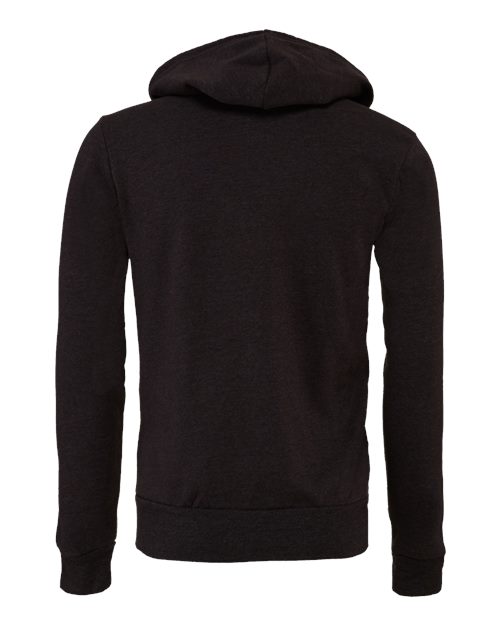 Bella + Canvas 3739 Sponge Fleece Full-Zip Hoodie Sweatshirt - Dark Grey Heather - back