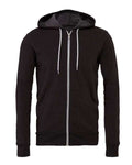 Bella + Canvas 3739 Sponge Fleece Full-Zip Hoodie Sweatshirt - Dark Grey Heather - flat front