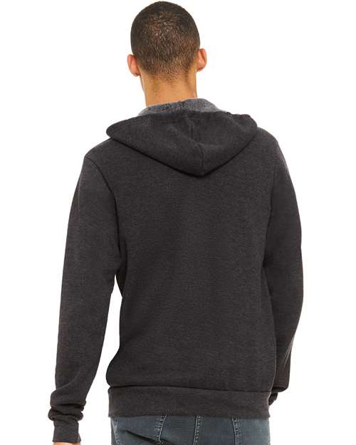 Bella + Canvas 3739 Sponge Fleece Full-Zip Hoodie Sweatshirt - Dark Grey Heather - model back
