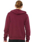 Bella + Canvas 3739 Sponge Fleece Full-Zip Hoodie Sweatshirt - Maroon - model back