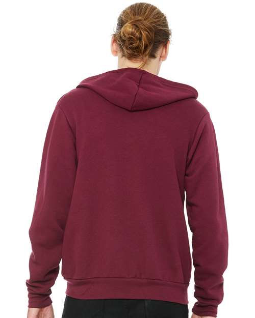 Bella + Canvas 3739 Sponge Fleece Full-Zip Hoodie Sweatshirt - Maroon - model back