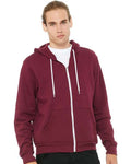 Bella + Canvas 3739 Sponge Fleece Full-Zip Hoodie Sweatshirt - Maroon - model front