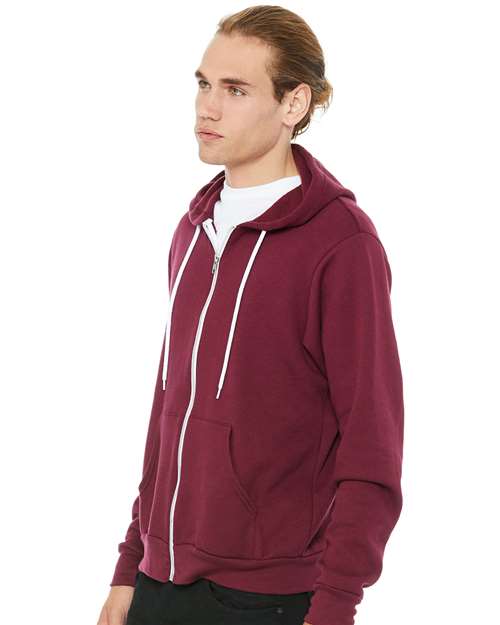 Bella + Canvas 3739 Sponge Fleece Full-Zip Hoodie Sweatshirt - Maroon - model side