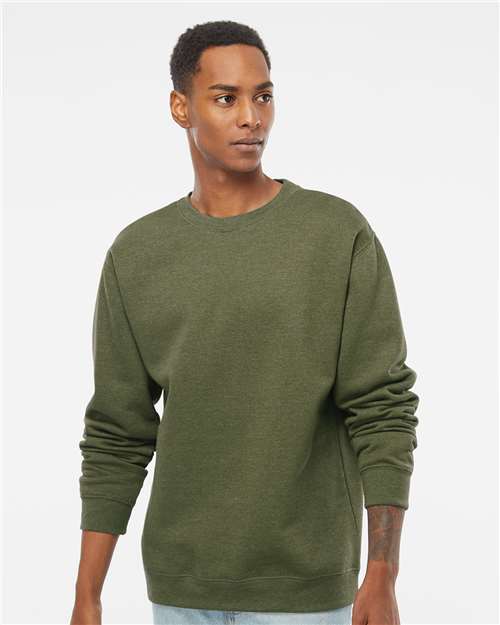 Independent Trading Co. SS3000 Midweight Crewneck Sweatshirt - Army Heather - model front