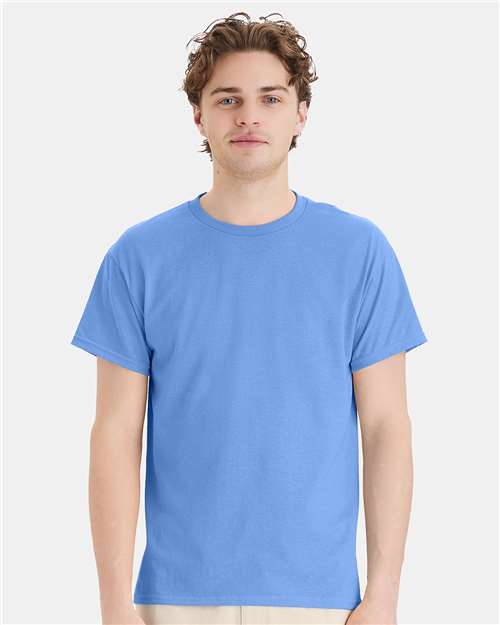 Hanes 5170 Unisex EcoSmart T-Shirt - Carolina Blue - model front