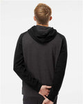 Independent Trading Co. IND40RP Unisex Raglan Hooded Sweatshirt - Charcoal Heather/ Black - model back