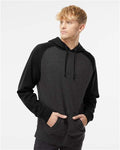 Independent Trading Co. IND40RP Unisex Raglan Hooded Sweatshirt - Charcoal Heather/ Black - model front