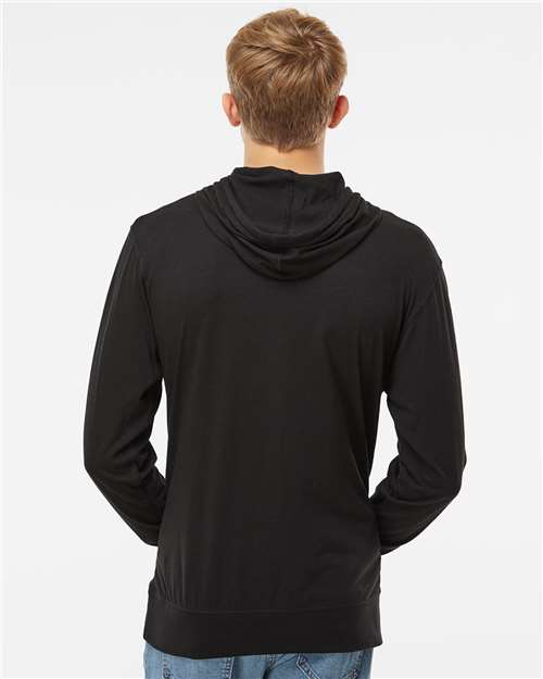 Independent Trading Co. SS150J Unisex Lightweight Hooded Pullover T-Shirt - Black - model back