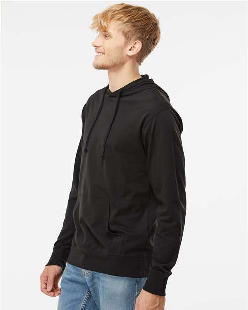 Independent Trading Co. SS150J Unisex Lightweight Hooded Pullover T-Shirt - Black - model side