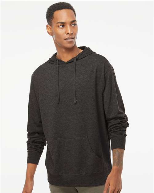 Independent Trading Co. SS150J Unisex Lightweight Hooded Pullover T-Shirt - Charcoal Heather - model front