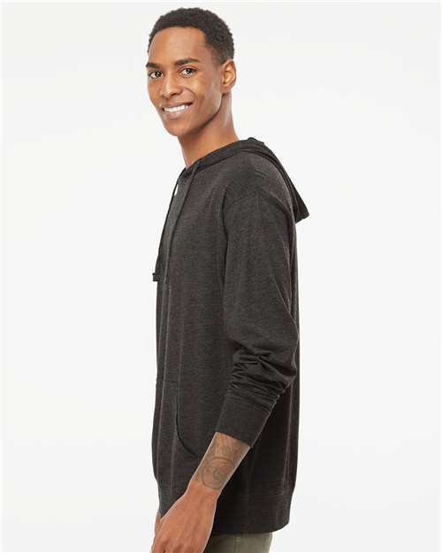 Independent Trading Co. SS150J Unisex Lightweight Hooded Pullover T-Shirt - Charcoal Heather - model side