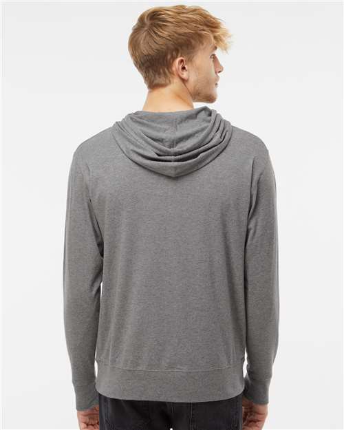 Independent Trading Co. SS150J Unisex Lightweight Hooded Pullover T-Shirt - Gunmetal Heather - model back