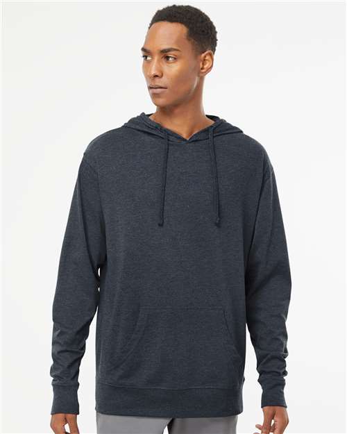 Independent Trading Co. SS150J Unisex Lightweight Hooded Pullover T-Shirt - Classic Navy Heather - model front