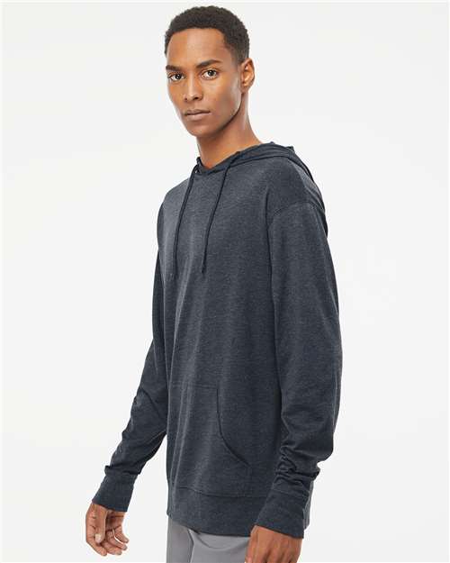 Independent Trading Co. SS150J Unisex Lightweight Hooded Pullover T-Shirt - Classic Navy Heather - model side