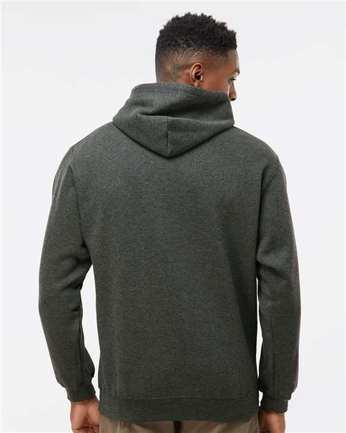 J. America 8815 Men's Tailgate Hooded Sweatshirt - Charcoal Heather - model back