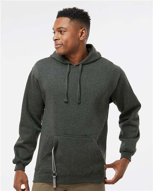 J. America 8815 Men's Tailgate Hooded Sweatshirt - Charcoal Heather - model front