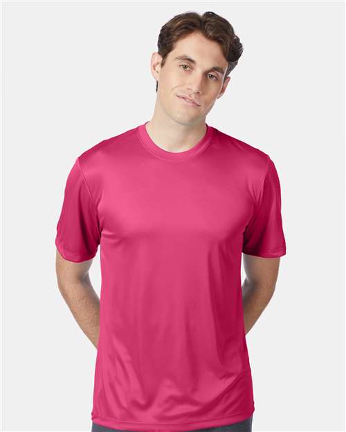 Hanes 4820 Unisex Cool DRI Performance T-Shirt - Wow Pink - model front