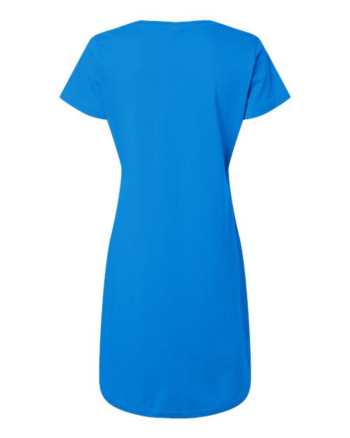 LAT 3522 Women's Fine Jersey V-Neck Coverup - Cobalt - back