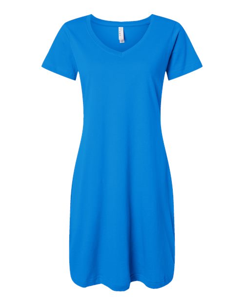 LAT 3522 Women's Fine Jersey V-Neck Coverup - Cobalt - front