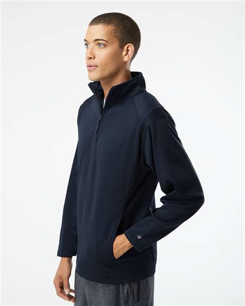 Badger 1480 Men's Performance Quarter-Zip Pullover - Navy - model side