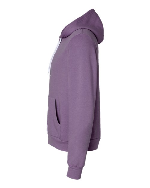 Bella + Canvas 3739 Sponge Fleece Full-Zip Hoodie Sweatshirt - Heather Team Purple - side