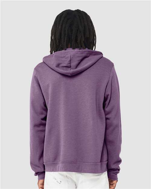 Bella + Canvas 3739 Sponge Fleece Full-Zip Hoodie Sweatshirt - Heather Team Purple - model back
