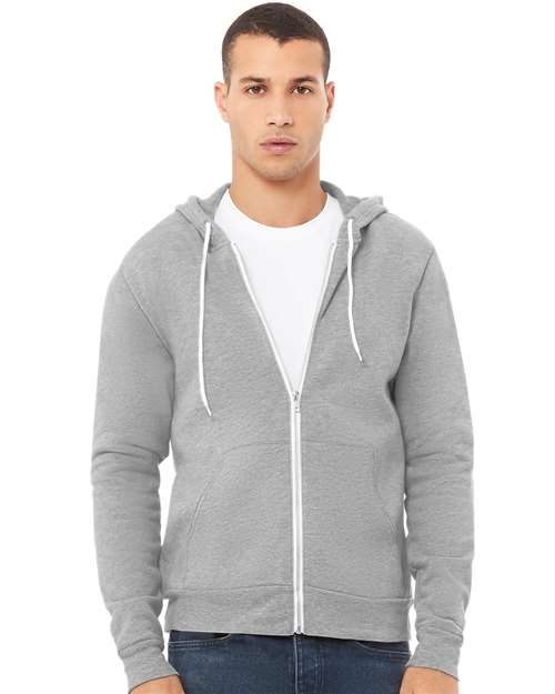 Bella + Canvas 3739 Sponge Fleece Full-Zip Hoodie Sweatshirt - Athletic Heather - model front