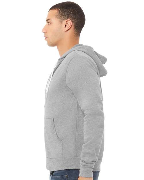 Bella + Canvas 3739 Sponge Fleece Full-Zip Hoodie Sweatshirt - Athletic Heather - model side