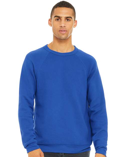 BELLA + CANVAS 3901 Unisex Sponge Fleece Raglan Crewneck Sweatshirt - True Royal - model front