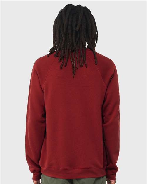 BELLA + CANVAS 3901 Unisex Sponge Fleece Raglan Crewneck Sweatshirt - Cardinal - model back