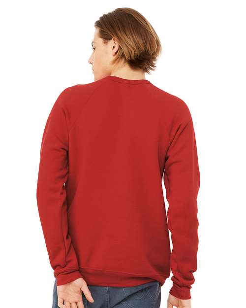BELLA + CANVAS 3901 Unisex Sponge Fleece Raglan Crewneck Sweatshirt - Red - model back