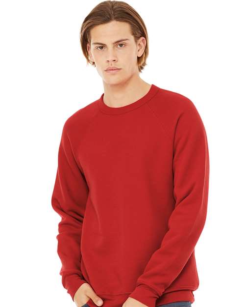 BELLA + CANVAS 3901 Unisex Sponge Fleece Raglan Crewneck Sweatshirt - Red - model front