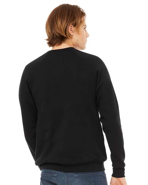 BELLA + CANVAS 3901 Unisex Sponge Fleece Raglan Crewneck Sweatshirt - Black - model back