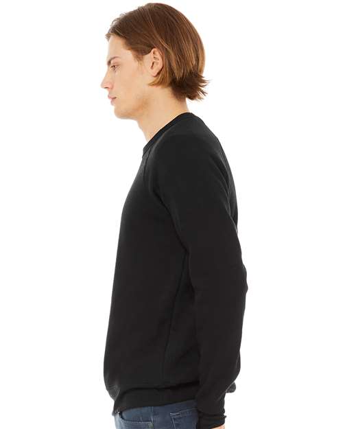 BELLA + CANVAS 3901 Unisex Sponge Fleece Raglan Crewneck Sweatshirt - Black - model side