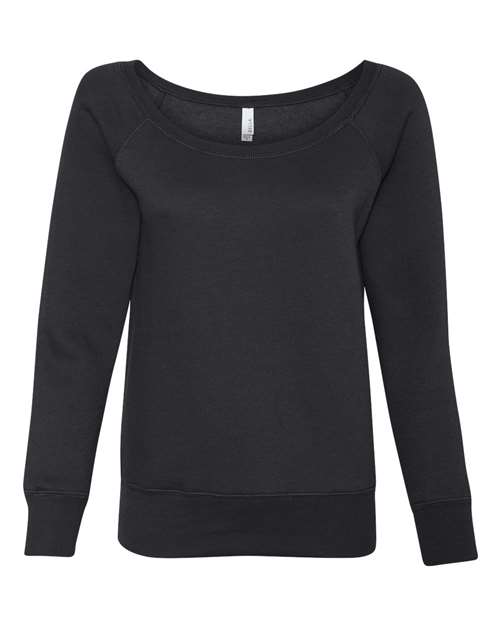 BELLA + CANVAS 7501 Women’s Sponge Fleece Wide Neck Sweatshirt - Black - front