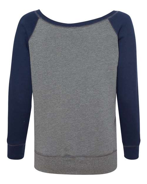 BELLA + CANVAS 7501 Women’s Sponge Fleece Wide Neck Sweatshirt - Deep Heather/ Navy - back