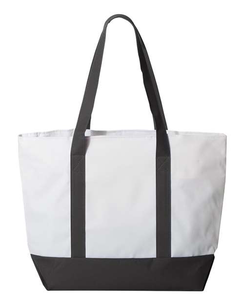 Liberty Bags 7006 Bay View Giant Zippered Tote - White/ Black - back