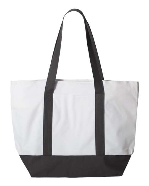 Liberty Bags 7006 Bay View Giant Zippered Tote - White/ Black - front