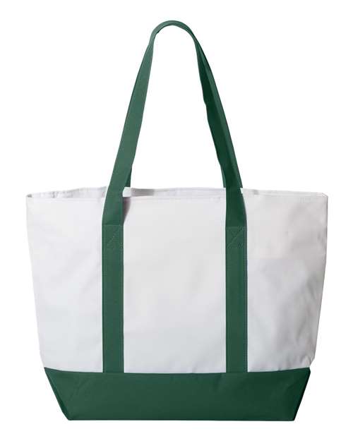 Liberty Bags 7006 Bay View Giant Zippered Tote - White/ Forest - back