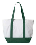 Liberty Bags 7006 Bay View Giant Zippered Tote - White/ Forest - front